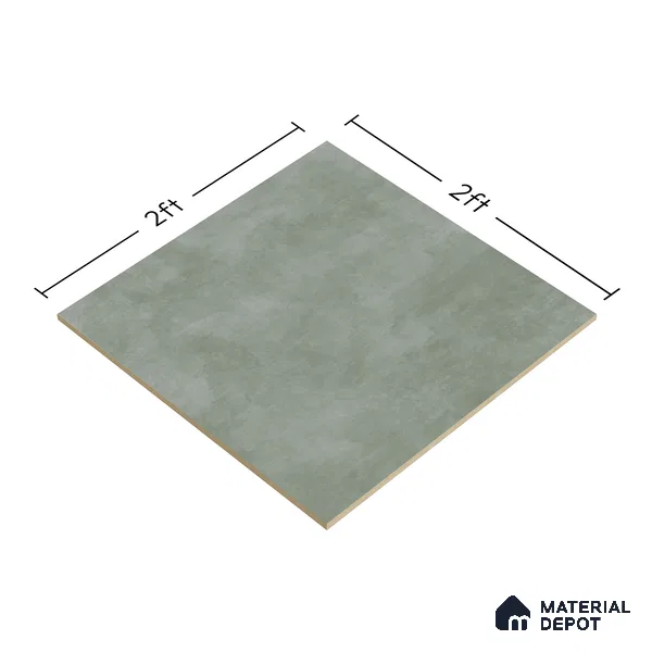 Cement Wall & Floor Tile TL 04672 F Nimbus Dream Green washed/weathered Surface 2 ft x 2 ft Porcelain Matte Finish 8 mm | Suitable for Living Room, Bedroom, Bathroom, Kitchen & Balcony