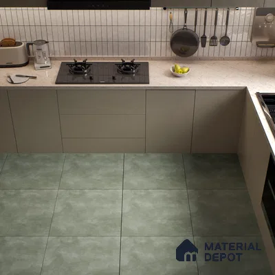 Cement Wall & Floor Tile TL 04672 F Nimbus Dream Green washed/weathered Surface 2 ft x 2 ft Porcelain Matte Finish 8 mm | Suitable for Living Room, Bedroom, Bathroom, Kitchen & Balcony