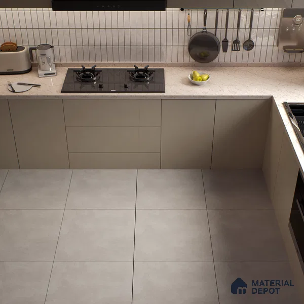 Cement Wall & Floor Tile TL 04672 H Nimbus Oyster Beige washed/weathered Surface 2 ft x 2 ft Porcelain Matte Finish 8 mm | Suitable for Living Room, Bedroom, Bathroom, Kitchen & Balcony