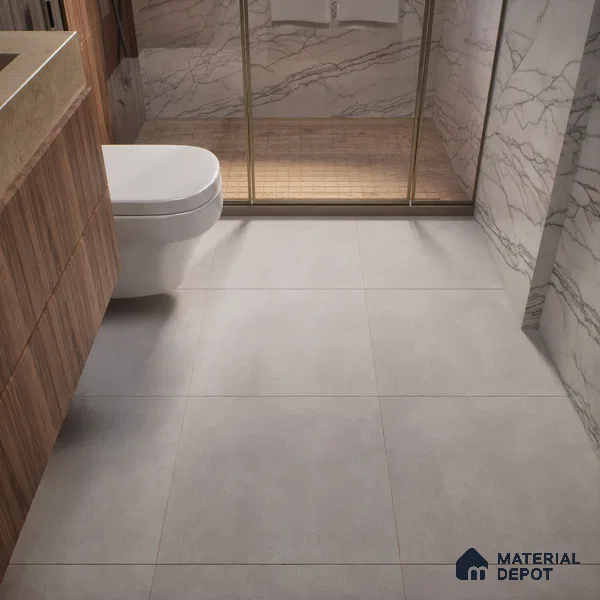Cement Wall & Floor Tile TL 04672 H Nimbus Oyster Beige washed/weathered Surface 2 ft x 2 ft Porcelain Matte Finish 8 mm | Suitable for Living Room, Bedroom, Bathroom, Kitchen & Balcony