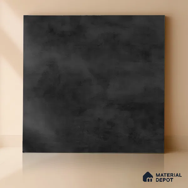 Cement Wall & Floor Tile TL 04672 Nimbus Charcoal Black washed/weathered Surface 2 ft x 2 ft Porcelain Matte Finish 8 mm | Suitable for Living Room, Bedroom, Bathroom, Kitchen & Balcony