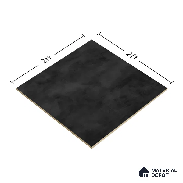 Cement Wall & Floor Tile TL 04672 Nimbus Charcoal Black washed/weathered Surface 2 ft x 2 ft Porcelain Matte Finish 8 mm | Suitable for Living Room, Bedroom, Bathroom, Kitchen & Balcony