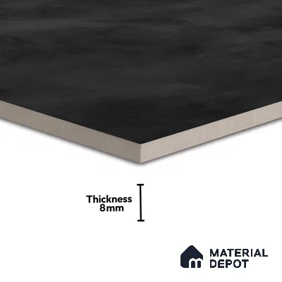 Cement Wall & Floor Tile TL 04672 Nimbus Charcoal Black washed/weathered Surface 2 ft x 2 ft Porcelain Matte Finish 8 mm | Suitable for Living Room, Bedroom, Bathroom, Kitchen & Balcony
