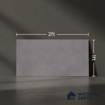 Grey Plain Wall Tile TL 06736 Lustra Ashen Breeze 2 ft x 1 ft Ceramic Carving Satin Finish - 9 mm |  | Suitable for Living Room, Bedroom, Bathroom (Sample)