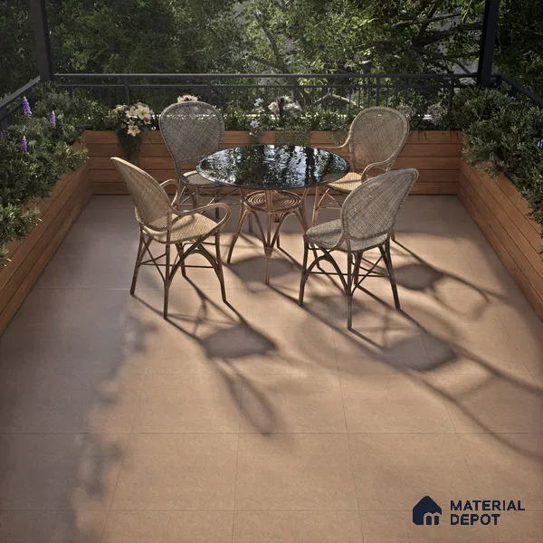 Plain Punch Floor Tile TL 05346 Strada Unix Bowen 16 inch x 16 inch Vitrified Punch Matte Finish - 12 mm | Suitable for Parking, Balcony, Courtyard, Patio, Terrace (Sample)