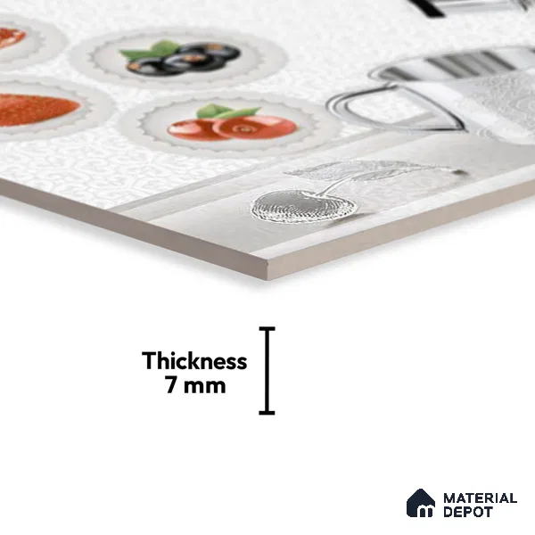 TL 01766 B KT 1 Cutlery White 18 x 12 inch Glossy Finish Ceramic Wall Tile - 7 mm