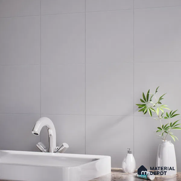 Plain Tile TL 05217 Zellige Plain Grey 1 ft x 1 ft Vitrified Matte Finish - 9 mm | Suitable for Kitchen, Bathroom, Balcony Floor & Wall