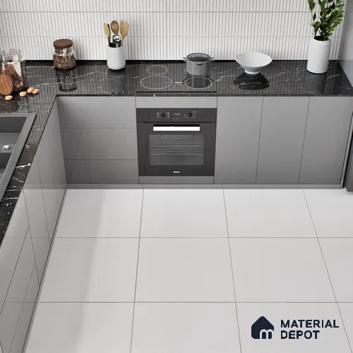 Plain Wall & Floor Tile TL 05349 B Neutra Base White 2 ft x 2 ft Vitrified Matte Finish - 9 mm | Suitable for Kitchen, Bathroom & Balcony Walls