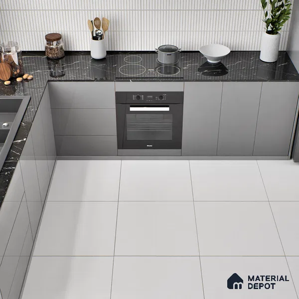 Plain Wall & Floor Tile TL 05349 B Neutra Base White 2 ft x 2 ft Vitrified Matte Finish - 9 mm | Suitable for Kitchen, Bathroom & Balcony Walls (Sample)
