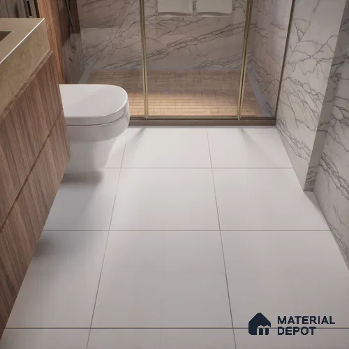 Plain Wall & Floor Tile TL 05349 B Neutra Base White 2 ft x 2 ft Vitrified Matte Finish - 9 mm | Suitable for Kitchen, Bathroom & Balcony Walls
