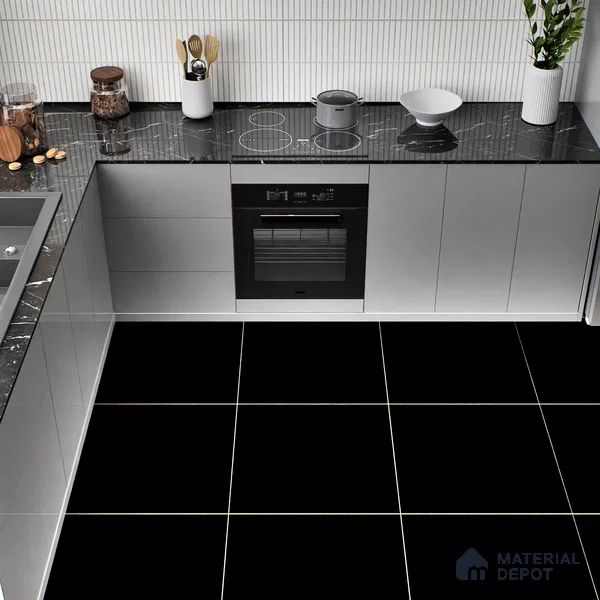 Plain Wall & Floor Tile TL 05349 Neutra Base Black 2 ft x 2 ft Vitrified Matte Finish - 9 mm | Suitable for Bedroom, Balcony, Foyer, Dining (Sample)