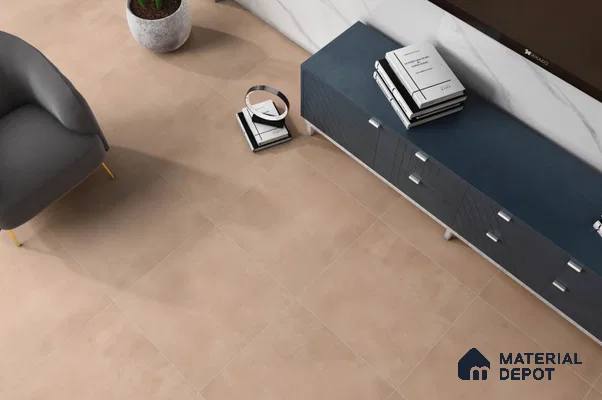 Plain Wall & Floor Tile TL 05350 B Neutra Cloud Ash Light 2 ft x 2 ft Vitrified Carving Matte Finish - 9 mm | Suitable for Bedroom, Balcony, Foyer, Dining