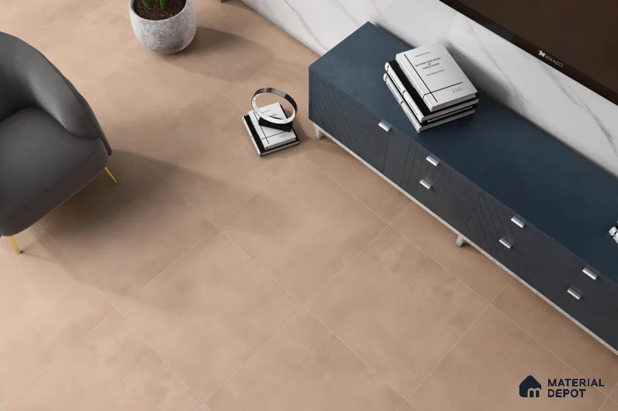Plain Wall & Floor Tile TL 05350 B Neutra Cloud Ash Light 2 ft x 2 ft Vitrified Carving Matte Finish - 9 mm | Suitable for Bedroom, Balcony, Foyer, Dining
