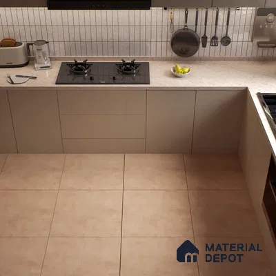 Plain Wall & Floor Tile TL 05350 B Neutra Cloud Ash Light 2 ft x 2 ft Vitrified Carving Matte Finish - 9 mm | Suitable for Bedroom, Balcony, Foyer, Dining