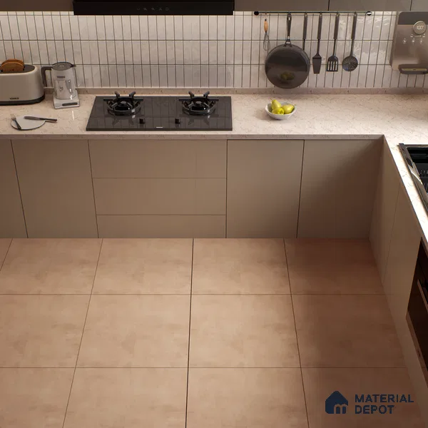 Plain Wall & Floor Tile TL 05350 B Neutra Cloud Ash Light 2 ft x 2 ft Vitrified Carving Matte Finish - 9 mm | Suitable for Bedroom, Balcony, Foyer, Dining