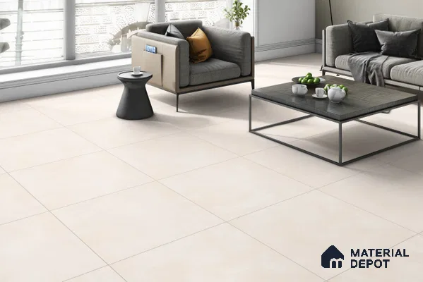 Plain Wall & Floor Tile TL 05350 D Neutra Cloud Dune 2 ft x 2 ft Vitrified Carving Matte Finish - 9 mm | Suitable for Bedroom, Balcony, Foyer, Dining