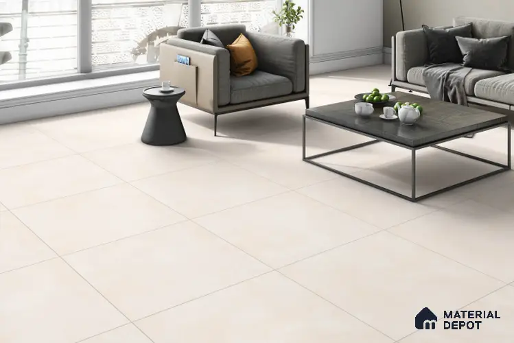 Plain Wall & Floor Tile TL 05350 D Neutra Cloud Dune 2 ft x 2 ft Vitrified Carving Matte Finish - 9 mm | Suitable for Bedroom, Balcony, Foyer, Dining