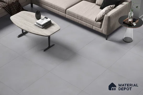 Plain Wall & Floor Tile TL 05350 F Neutra Cloud Gris 2 ft x 2 ft Vitrified Carving Matte Finish - 9 mm | Suitable for Bedroom, Balcony, Foyer, Dining