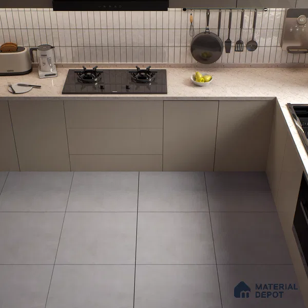 Plain Wall & Floor Tile TL 05350 F Neutra Cloud Gris 2 ft x 2 ft Vitrified Carving Matte Finish - 9 mm | Suitable for Bedroom, Balcony, Foyer, Dining