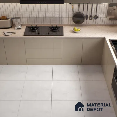 Plain Wall & Floor Tile TL 05350 Neutra Cloud Crush 2 ft x 2 ft Vitrified Carving Matte Finish - 9 mm | Suitable for Bedroom, Balcony, Foyer, Dining (Sample)