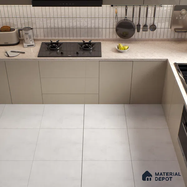 Plain Wall & Floor Tile TL 05350 Neutra Cloud Crush 2 ft x 2 ft Vitrified Carving Matte Finish - 9 mm | Suitable for Bedroom, Balcony, Foyer, Dining (Sample)