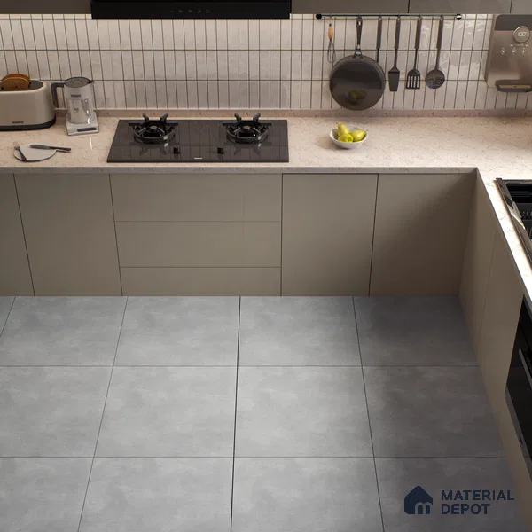 Rustic Wall & Floor Tile TL 05351 Neutra Impex White 2 ft x 2 ft Vitrified Plain Matte Finish - 9 mm | Suitable for Bedroom, Balcony, Foyer, Dining