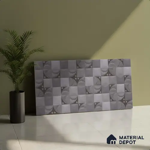 Highlighter Wall Tile TL 05484 D Lustra Foggy Ash Decor 2 ft x 1 ft Ceramic Satin Finish - 9 mm | Suitable for Bathroom, Kitchen