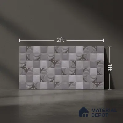Highlighter Wall Tile TL 05484 D Lustra Foggy Ash Decor 2 ft x 1 ft Ceramic Satin Finish - 9 mm | Suitable for Bathroom, Kitchen (Sample)