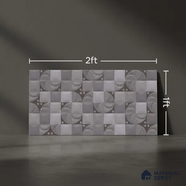 Highlighter Wall Tile TL 05484 D Lustra Foggy Ash Decor 2 ft x 1 ft Ceramic Satin Finish - 9 mm | Suitable for Bathroom, Kitchen (Sample)