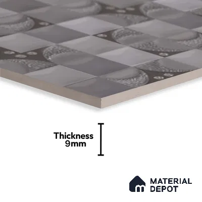 Highlighter Wall Tile TL 05484 D Lustra Foggy Ash Decor 2 ft x 1 ft Ceramic Satin Finish - 9 mm | Suitable for Bathroom, Kitchen (Sample)