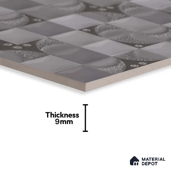 Highlighter Wall Tile TL 05484 D Lustra Foggy Ash Decor 2 ft x 1 ft Ceramic Satin Finish - 9 mm | Suitable for Bathroom, Kitchen (Sample)