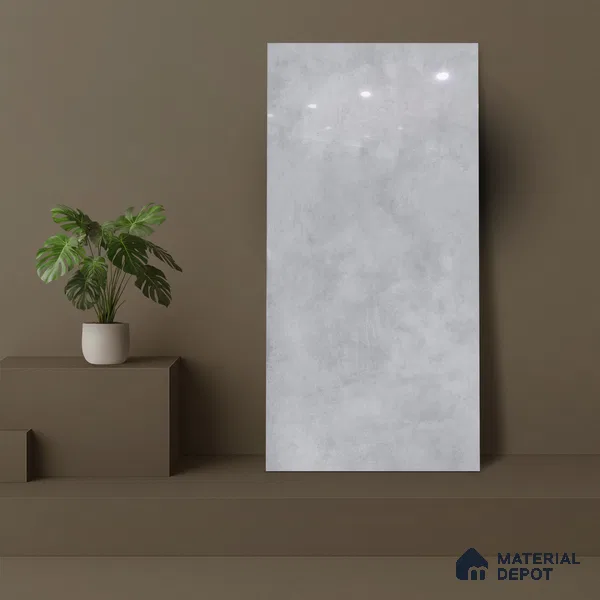 Plain Wall Tile TL 05523 Prestige Imperial White 2 ft x 4 ft Vitrified High Gloss Finish - 9 mm | 4 Random Design | Suitable for Living Room, Bedroom, Bathroom (Sample)