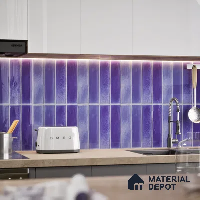 Subway Wall Tile TL 05629 B Tones Lustre Varde 1 ft x 1 ft Ceramic Glossy Finish - 9 mm | Suitable for Bathroom, Kitchen Backsplash | Please Expect a Slight Variation of Pattern (Sample)