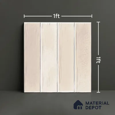 Subway Wall Tile TL 05629 Tones Lustre Cream 1 ft x 1 ft Ceramic Glossy Finish - 9 mm | Suitable for Bathroom, Kitchen Backsplash | Please Expect a Slight Variation of Pattern (Sample)