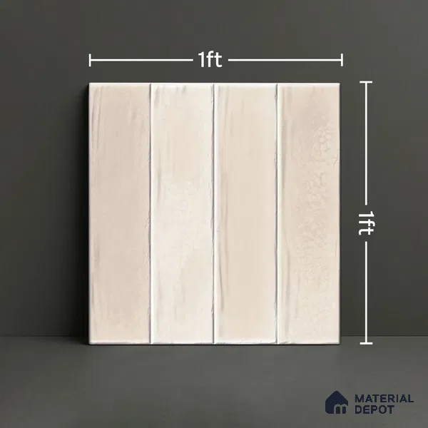 Subway Wall Tile TL 05629 Tones Lustre Cream 1 ft x 1 ft Ceramic Glossy Finish - 9 mm | Suitable for Bathroom, Kitchen Backsplash | Please Expect a Slight Variation of Pattern (Sample)