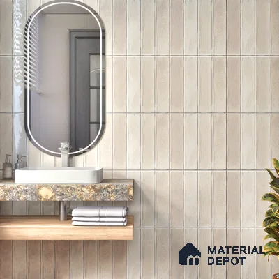 Subway Wall Tile TL 05629 Tones Lustre Cream 1 ft x 1 ft Ceramic Glossy Finish - 9 mm | Suitable for Bathroom, Kitchen Backsplash | Please Expect a Slight Variation of Pattern (Sample)