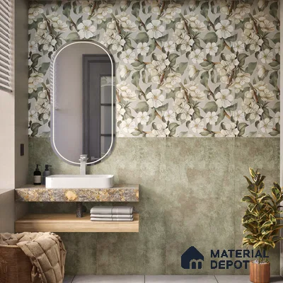 Rustic Wall Tile TL 05524 B Prestige Majestic Jade 2 ft x 4 ft Vitrified High Gloss Finish - 9 mm | 4 Random Design | Suitable for Living Room, Bedroom, Bathroom