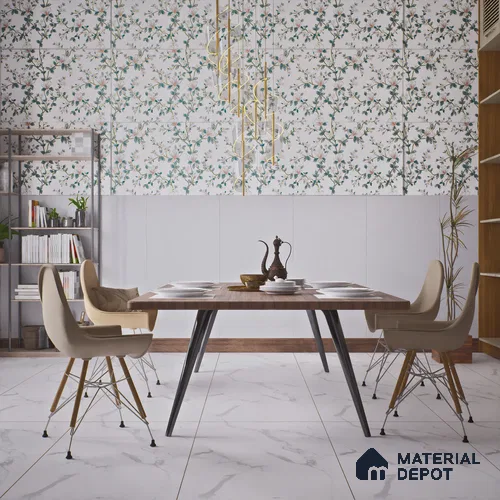 Plain Floor & Wall Tile TL 06224 Mellow Silver Gleam 4 ft x 2 ft Vitrified Matte Finish - 9 mm | Suitable for Living Room, Bedroom, Bathroom & Kitchen