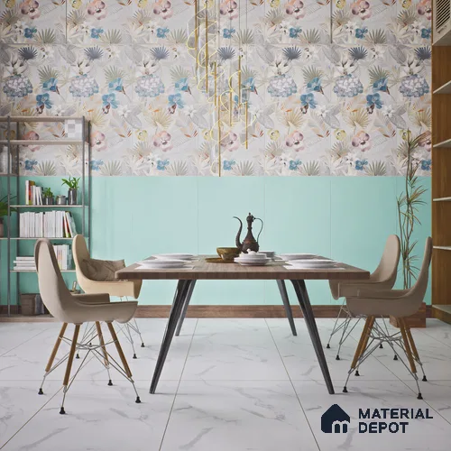 Plain Floor & Wall Tile TL 06220 Mellow Teal Tranquility 4 ft x 2 ft Vitrified Matte Finish - 9 mm | Suitable for Living Room, Bedroom, Bathroom & Kitchen