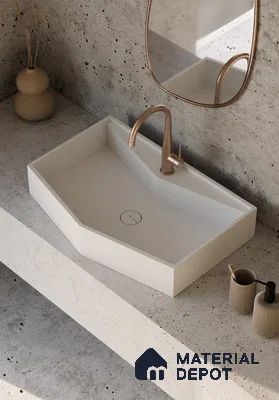 Platos Solid White Translucent Basin BS 00238 510 x 335 mm Artificial Stone Acrylic Body Stain Free Designer Basin - 130 mm | Suitable For Bathroom, Vanity & Utility Areas
