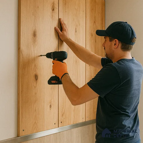 Panel installation on wall with Plywood