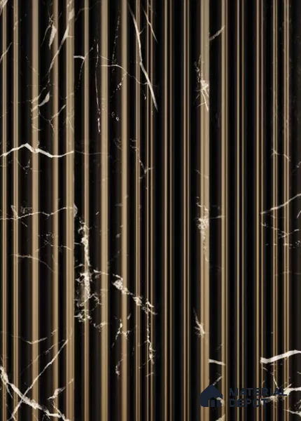 Black Marble Louver PN 00120 (VL 51) 8 ft x 5 inch Charcoal Panel - 12 mm | Suitable for Feature Wall, TV Unit & Living Room | Width is Subjected to 5% Variation