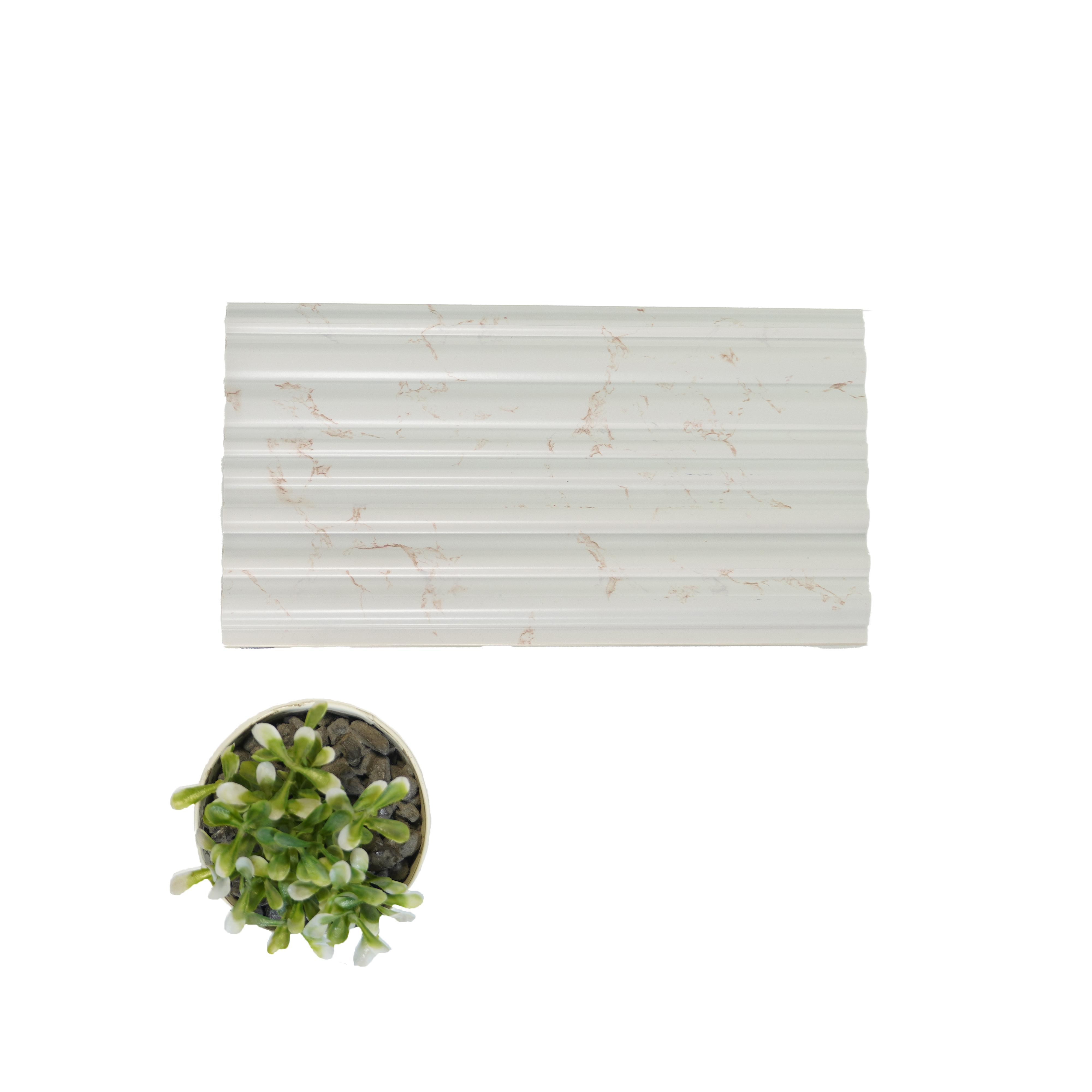 White Marble Louver PN 00121 (VL 52) 8 ft x 5 inch Charcoal Panel - 12 mm | Suitable for Feature Wall, TV Unit & Living Room | Width is Subjected to 5% Variation