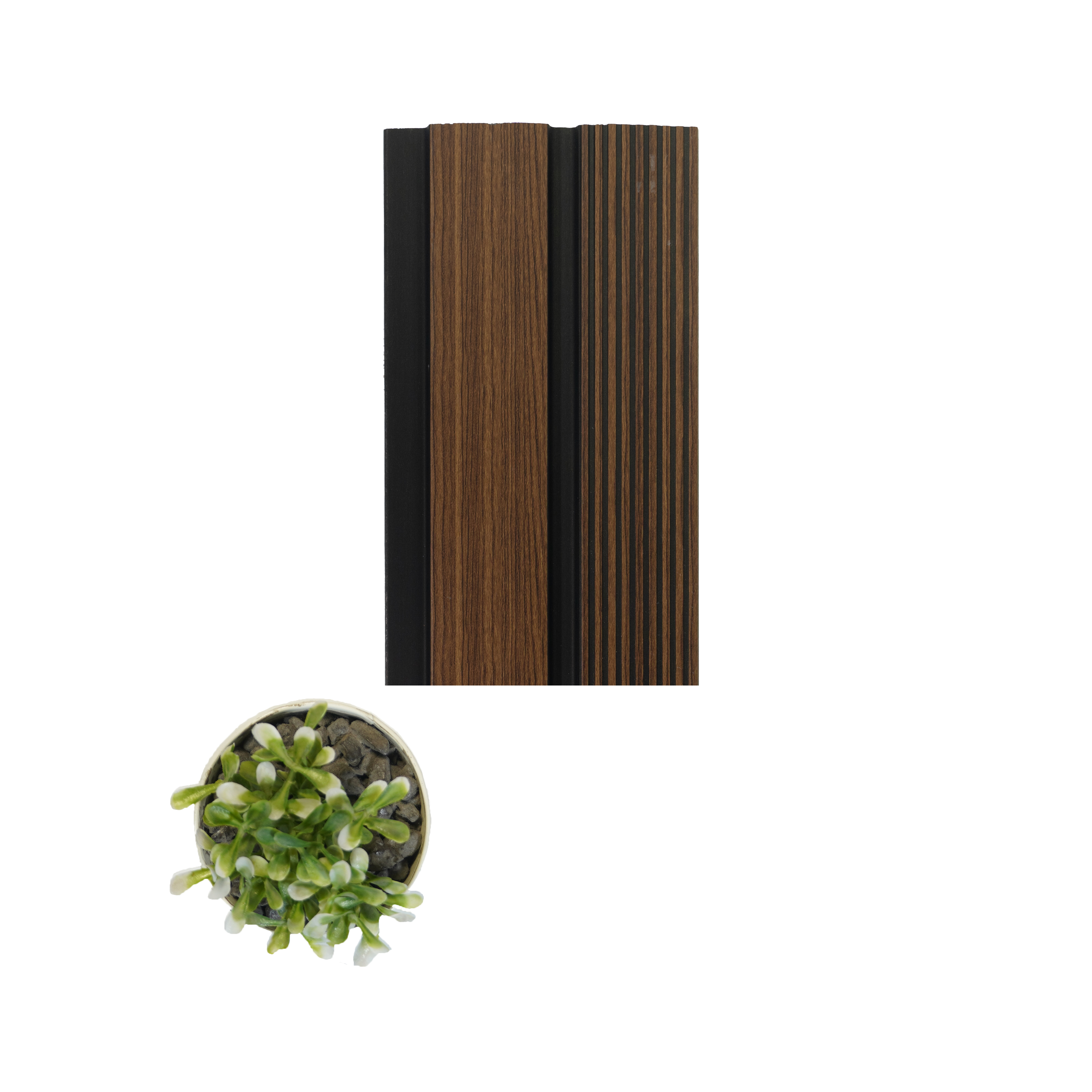 Brown Wooden Louver PN 00465 9.5 ft x 4.9 inch Charcoal Panel - 12 mm | Suitable for Feature Wall, TV Unit & Living Room | Width is Subjected to 5% Variation