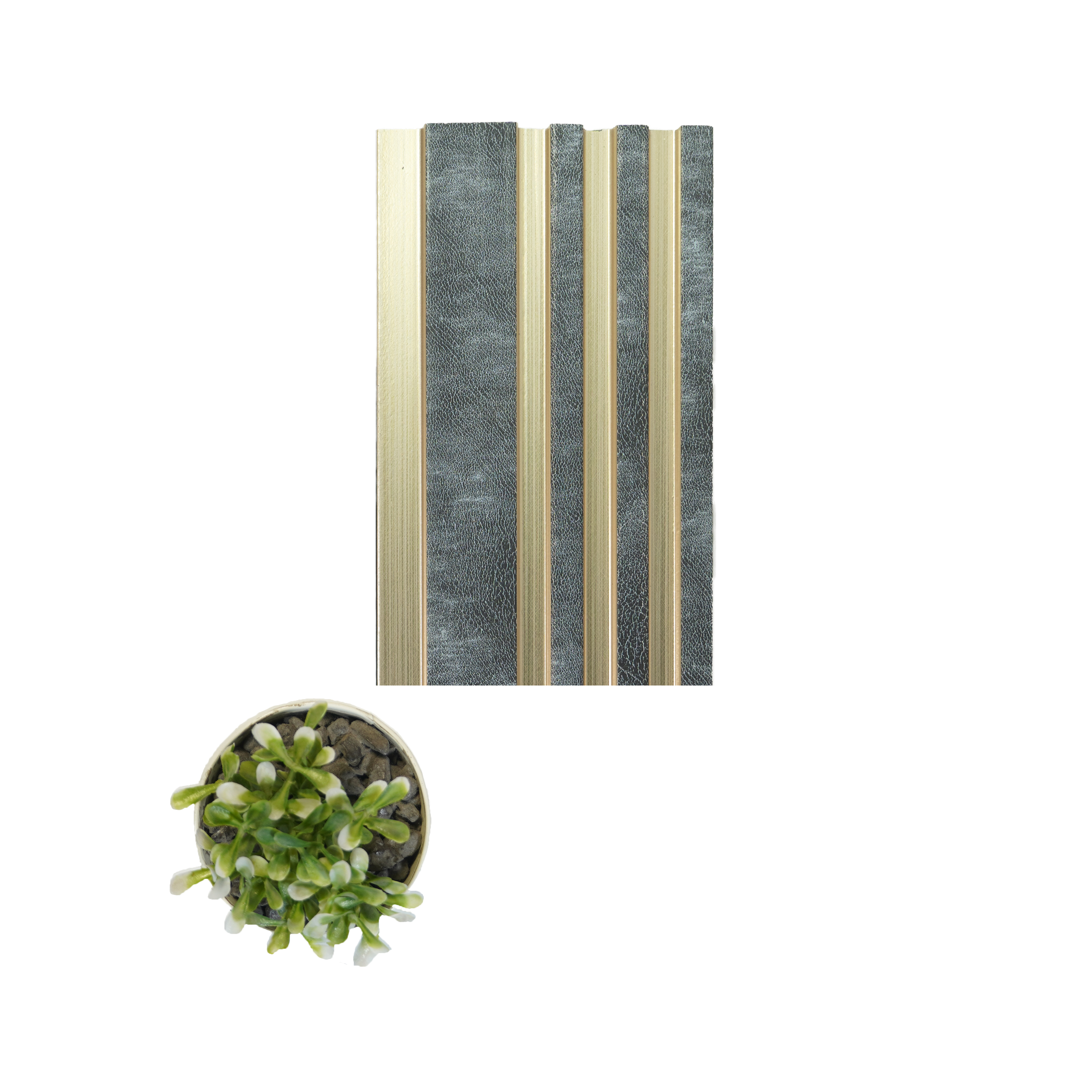 Brown Leather Louver PN 00466 9.5 ft x 4.9 inch Charcoal Panel - 12 mm | Suitable for Feature Wall, TV Unit & Living Room | Width is Subjected to 5% Variation