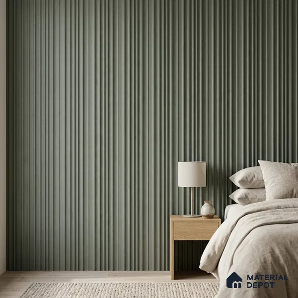 Green Plain Colour Look PN 00518 9.5 ft x 4.8 inch Charcoal Panel - 12 mm | Suitable for Feature Wall, Living Room & Bedroom | Width is Subjected to 5% Variation