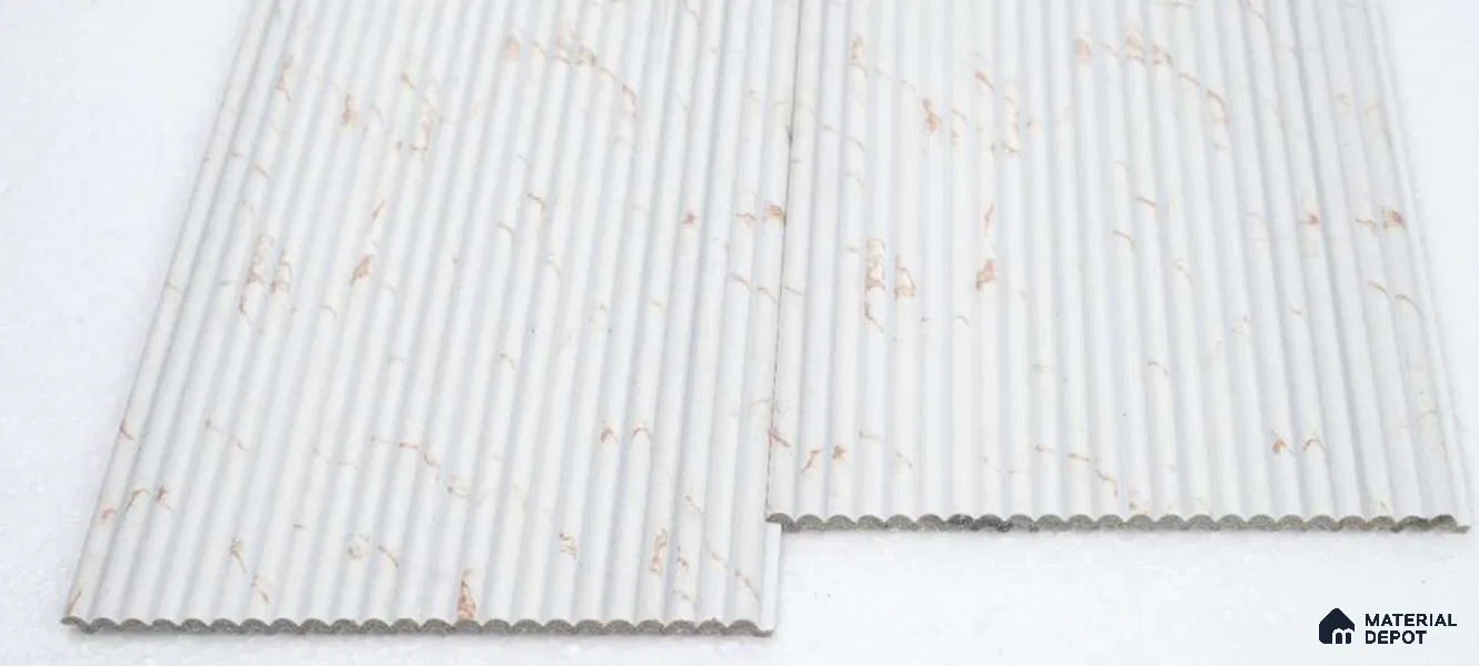 White Marble Louver PN 00527 8 ft x 6.2 inch Charcoal Panel - 6 mm | Suitable for Feature Wall, TV Unit & Living Room | Width is Subjected to 5% Variation