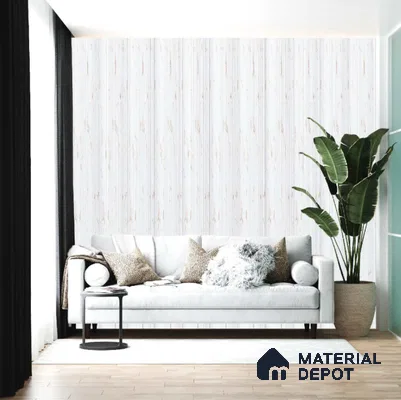White Marble Louver PN 00527 8 ft x 6.2 inch Charcoal Panel - 6 mm | Suitable for Feature Wall, TV Unit & Living Room | Width is Subjected to 5% Variation