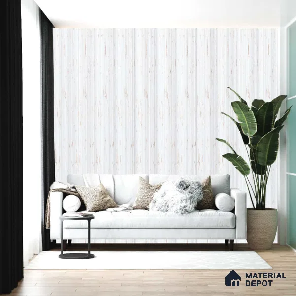 White Marble Louver PN 00527 8 ft x 6.2 inch Charcoal Panel - 6 mm | Suitable for Feature Wall, TV Unit & Living Room | Width is Subjected to 5% Variation