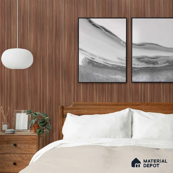 Brown Wooden Louver PN 00530 8 ft x 6.2 inch Charcoal Panel - 6 mm | Suitable for Feature Wall, TV Unit & Living Room | Width is Subjected to 5% Variation